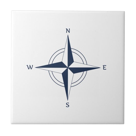 Navy Blue Nautical Compass Tegeltje (Voorkant)