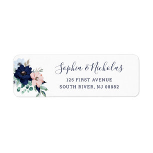 Navy Blue Nautical Floral Etiket