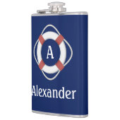 Navy Blue Nautical Lifesaver Monogram Heupfles (Links)