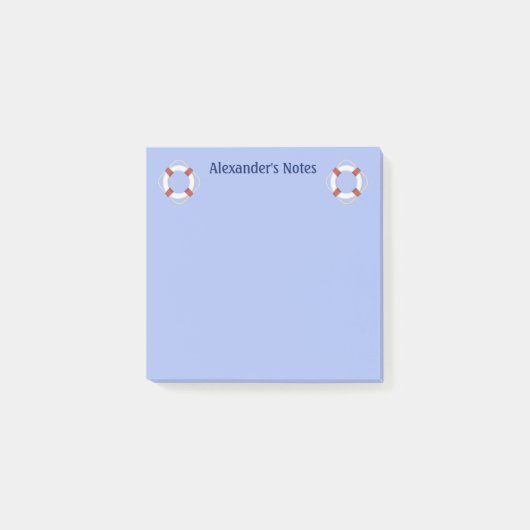 Navy Blue Nautical Lifesaver Monogram Post-it® Notes (Voorkant)
