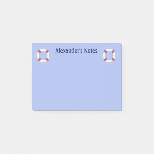 Navy Blue Nautical Lifesaver Monogram Post-it® Notes (Voorkant)