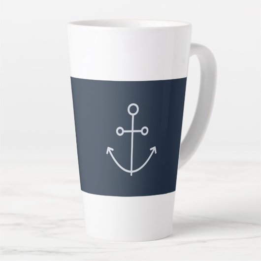 Navy Blue Nautical Minimal Anchor Latte Mok (Rechterhoek)