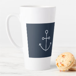 Navy Blue Nautical Minimal Anchor Latte Mok
