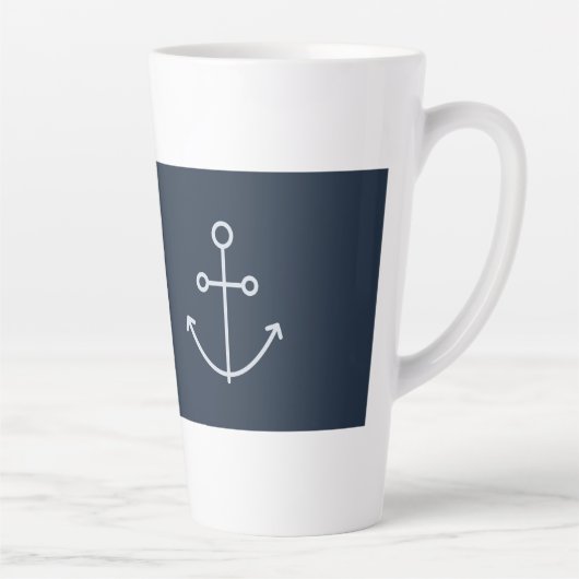 Navy Blue Nautical Minimal Anchor Latte Mok (Rechts)