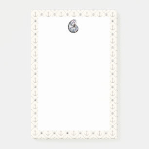 Navy Blue Nautical Ocean Shell Anchor Post-it® Notes