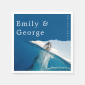 Navy Blue Nautical Ocean Whale Coastal Wedding Servet (Voorkant)