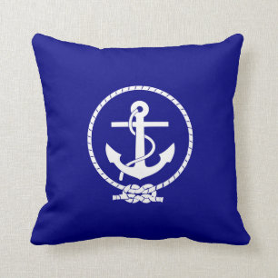 Navy Blue Nautical Rope en Anchor Kussen