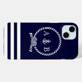 Navy Blue Nautical Rope en Anchor Monogrammed Case-Mate iPhone Case (Achterkant (horizontaal))