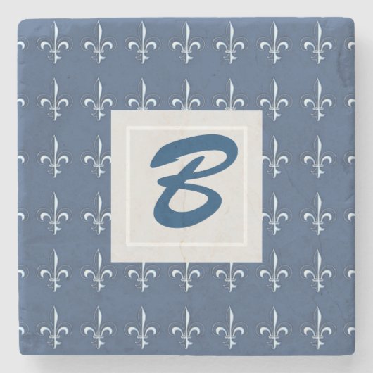 Navy Blue Nautical Rope en Anchor Stenen Onderzetter (Voorkant)