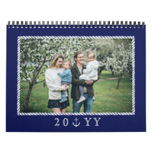 Navy Blue Nautical Rope Lijst Foto Kalender