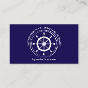 Navy Blue Nautical Ship Wheel Visitekaartje
