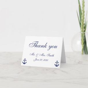 Navy Blue Nautical Weddenschap Bedankt kaarten
