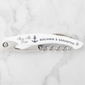 Navy Blue Nautical Wedding Bewaar de datum Kurkentrekker (Voorkant)