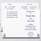 Navy Blue Nautical Wedding Ceremony Program Flyer (Voorkant / Achterkant)