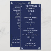 Navy Blue Nautical Wedding Ceremony Programma's (Voorkant / Achterkant)