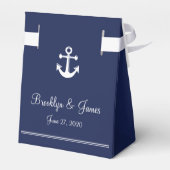 Navy Blue Nautical Wedding Favor Boxes Tent Bedankdoosjes (Achterkant)