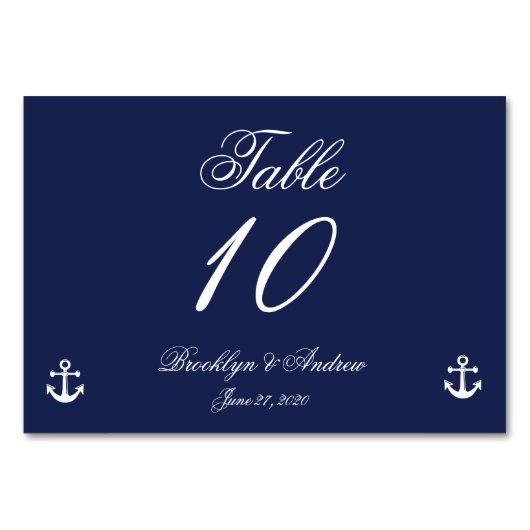 Navy Blue Nautical Wedding Place Kaarten (Voorkant)