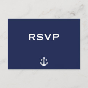 Navy Blue Nautical Wedding RSVP Kaart met Anchor