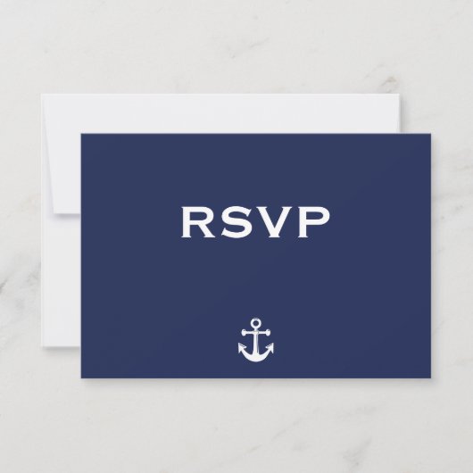 Navy Blue Nautical Wedding RSVP Kaart met Anchor (Voorkant)