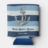 Navy Blue Nautical Welkom Over Custom Boat Blikjeskoeler (Achterkant)