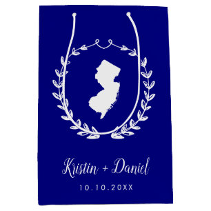 Navy Blue New Jersey Map Wedding Welcome Swag Medium Cadeauzakje