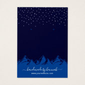 Navy Blue Night Mountains Handmade Earning Display Visitekaartje (Achterkant)