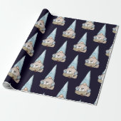 Navy Blue Nordic Snow Gnome Kerstfeestdag Cadeaupapier (Uitgerold)