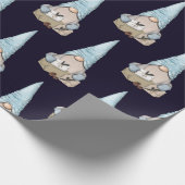Navy Blue Nordic Snow Gnome Kerstfeestdag Cadeaupapier (Hoek)