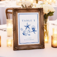 Navy Blue Ocean Zee Shell Trouwtafel Nummers