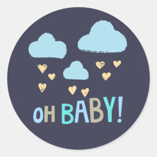 Navy Blue Oh Baby Baby Boy Ronde Sticker