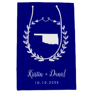 Navy Blue Oklahoma Map Wedding Welcome Swag Medium Cadeauzakje