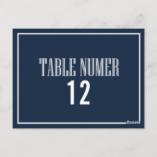 Navy Blue Old Fashion Table Number Briefkaart