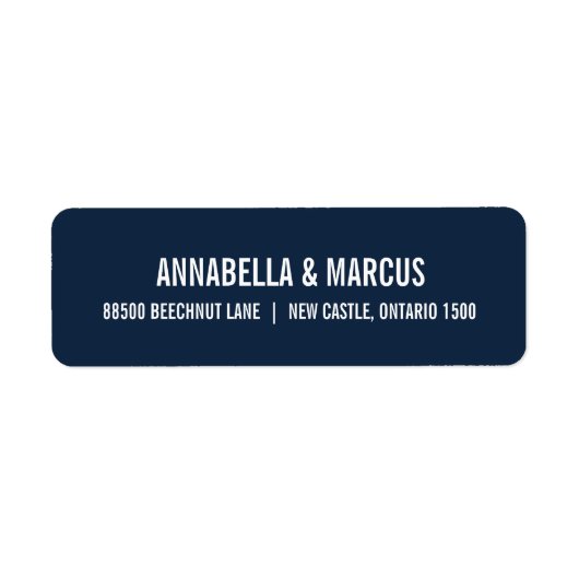 Navy Blue Old Fashion Typography Address Label (Voorkant)