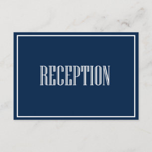 Navy Blue Old Fashion Typography Reception Kaart