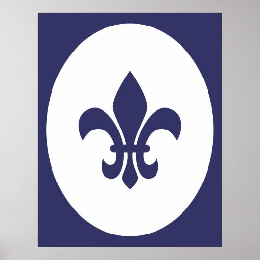 Navy Blue Old Fashioned Oval Border Silhouette Poster (Voorkant)