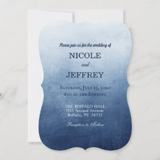 Navy Blue Ombre Elegant Custom Wedding Invitation Kaart