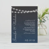 Navy Blue Ombre lights Typografie Wedding Invites Kaart (Staand voorkant)