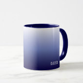 Navy Blue Ombre Personnalisé Nom du type Mug (Devant droit)