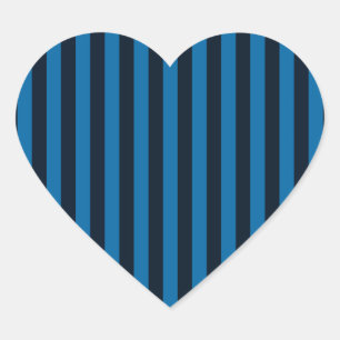 Navy Blue op Blue Vertical Stripes Decor Hart Sticker