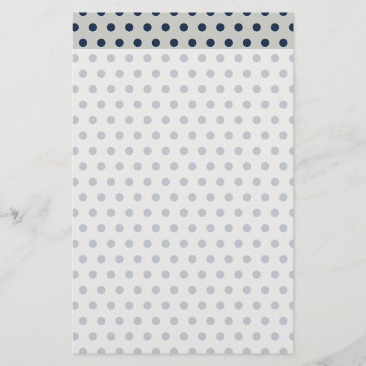 Navy Blue op grijs kleine poolpuntenpatroon Briefpapier (Voorkant)