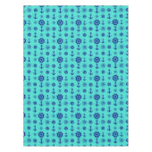 Navy Blue op Turquoise Nautical Pattern Tafelkleed (Voorkant)