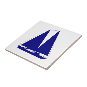 Navy Blue op White Coastal Decor Sailboat Tegeltje
