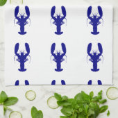 Navy Blue op witte kuststrook Theedoek (Gevouwen)