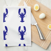 Navy Blue op witte kuststrook Theedoek (Quarter Fold)