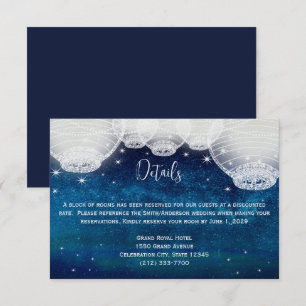 Navy Blue Opulence Galaxy Paper Lantern Behuizing RSVP Kaartje