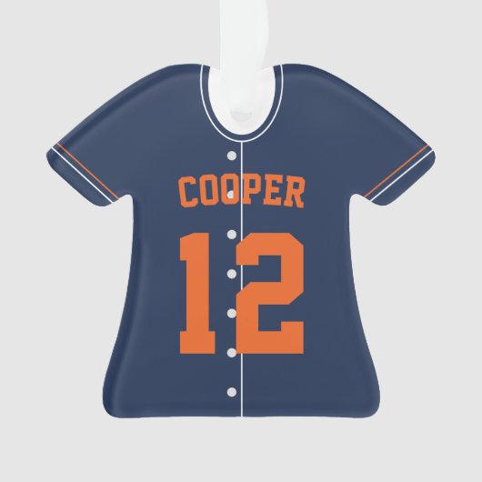 Navy Blue & Orange Baseball Jersey Stats (devant)