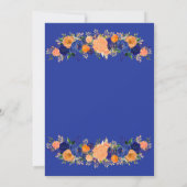 Navy Blue Oranje Botanical Florals Wedding Shower Kaart (Achterkant)