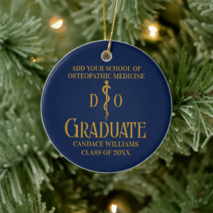 Navy Blue Osteopathic Medical School Afstuderen Keramisch Ornament