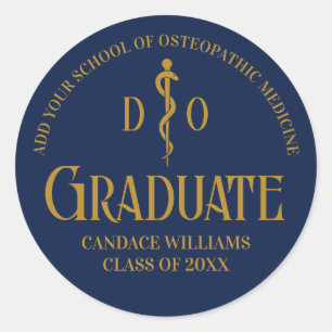 Navy Blue Osteopathic Medical School Afstuderen Ronde Sticker