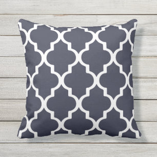 Navy Blue OutdoorKussens Quatrefoil Lattice Buitenkussen